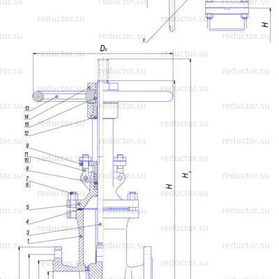 Чертёж задвижки 30нж15нж DN 50-300 PN 40