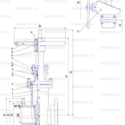 Чертёж задвижки 30нж41нж DN 40-500 PN 16