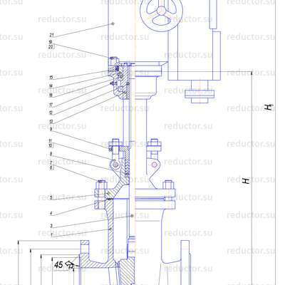 Чертёж задвижки 30нж999нж DN 50-300 PN 25