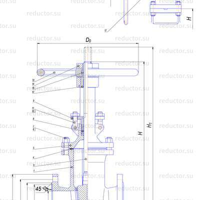 Чертёж задвижки 30нж99нж DN 50-300 PN 25